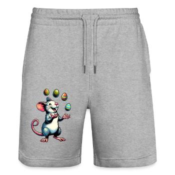 Oster-Maus & Ratte mit Ostereiern - Stanley/Stella Unisex Bio Joggingshorts Trainer  - Grau meliert - Vorne - Nik (191cm) & Marisol (170cm)
