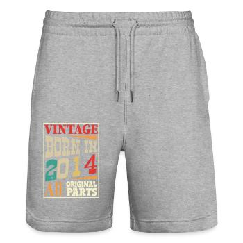 Vintage born in 2014 - Original parts - Short de jogging bio TRAINER Stanley/Stella unisexe - gris chiné - Devant - Nik (191cm) & Marisol (170cm)