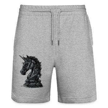 Knight Chess Horse - Stanley/Stella Trainer Unisex Organic Jogging Shorts - heather grey - Front - Nik (191cm) & Marisol (170cm)