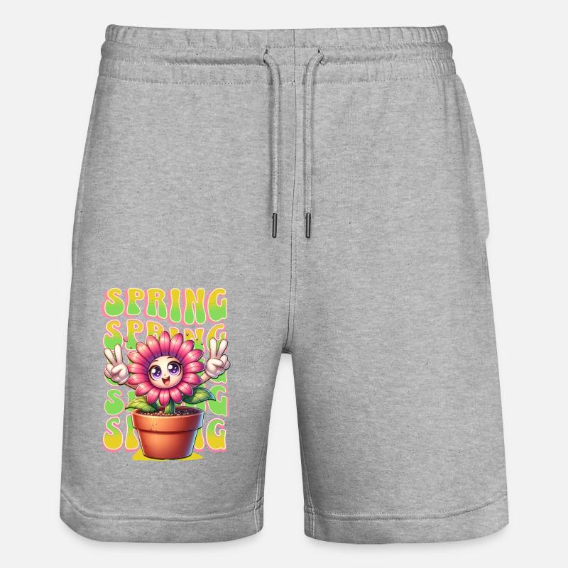 Printemps " fleur dansante " - Short de jogging bio TRAINER Stanley/Stella unisexe - gris chiné