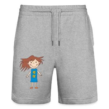 Girl Small - Stanley/Stella Trainer Unisex Organic Jogging Shorts - heather grey - Front - Nik (191cm) & Marisol (170cm)