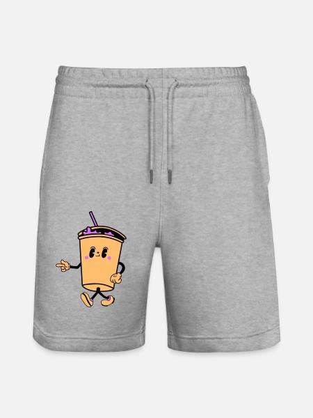 Drink Cartoon - Stanley/Stella Trainer Unisex Organic Jogging Shorts - heather grey