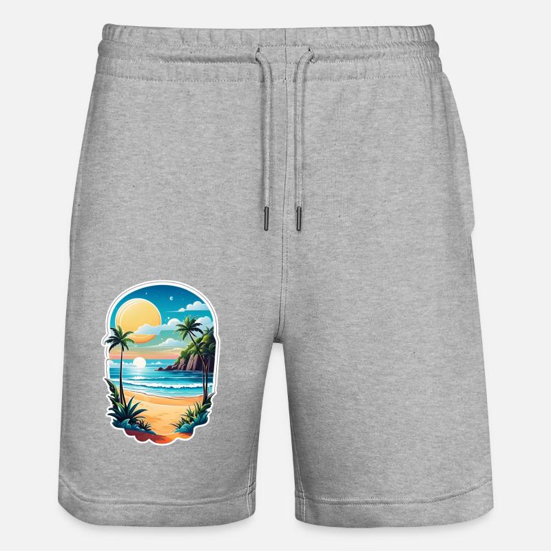 plage vacances soleil mer - Short de jogging bio TRAINER Stanley/Stella unisexe - gris chiné