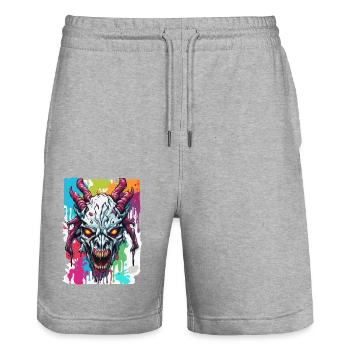 Wendigo / Evil Spirit / Possessive / Horror - Stanley/Stella Trainer Unisex Organic Jogging Shorts - heather grey - Front - Nik (191cm) & Marisol (170cm)