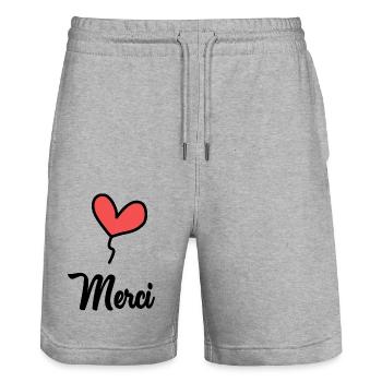 MERCI. MAÎTRESSE. MAÎTRE - Short de jogging bio TRAINER Stanley/Stella unisexe - gris chiné - Devant - Nik (191cm) & Marisol (170cm)