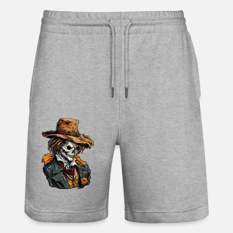 Vogelscheuche / Erntehelfer / Maisfeld / Feld - Stanley/Stella Unisex Bio Joggingshorts Trainer - Grau meliert