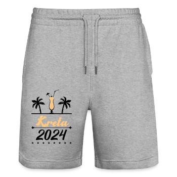 Crète 2024 - Short de jogging bio TRAINER Stanley/Stella unisexe - gris chiné - Devant - Nik (191cm) & Marisol (170cm)