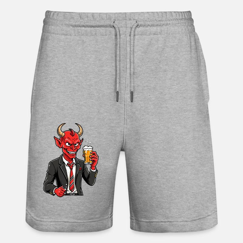 Red Devil - Stanley/Stella Trainer Unisex Organic Jogging Shorts - heather grey