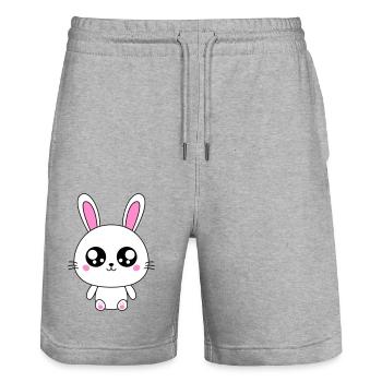 Lapin mignon - Short de jogging bio TRAINER Stanley/Stella unisexe - gris chiné - Devant - Nik (191cm) & Marisol (170cm)