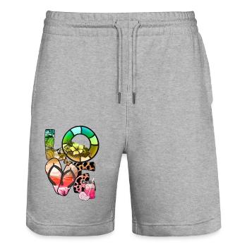 Été Lac Nature Flore Art Fleurs Mer Plage - Short de jogging bio TRAINER Stanley/Stella unisexe - gris chiné - Devant - Nik (191cm) & Marisol (170cm)