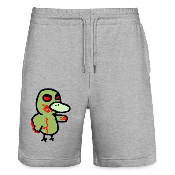 Zombie Duck - Stanley/Stella Trainer Unisex Organic Jogging Shorts - heather grey - Front - Nik (191cm) & Marisol (170cm)