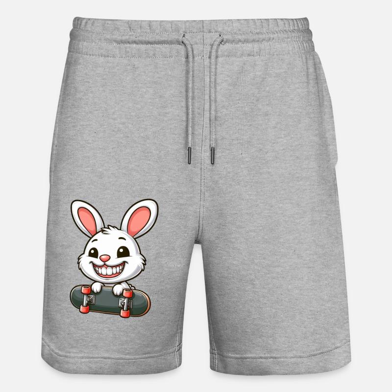 Mignon lapin blanc lapin planche à roulettes - Short de jogging bio TRAINER Stanley/Stella unisexe - gris chiné