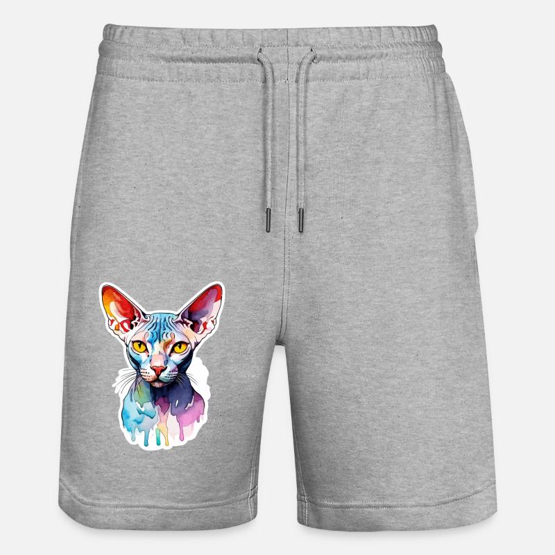 Sphynx Chat Aquarelles - Short de jogging bio TRAINER Stanley/Stella unisexe - gris chiné