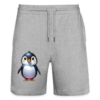 Pinguin - Stanley/Stella Unisex Bio Joggingshorts Trainer  - Grau meliert - Vorne - Nik (191cm) & Marisol (170cm)