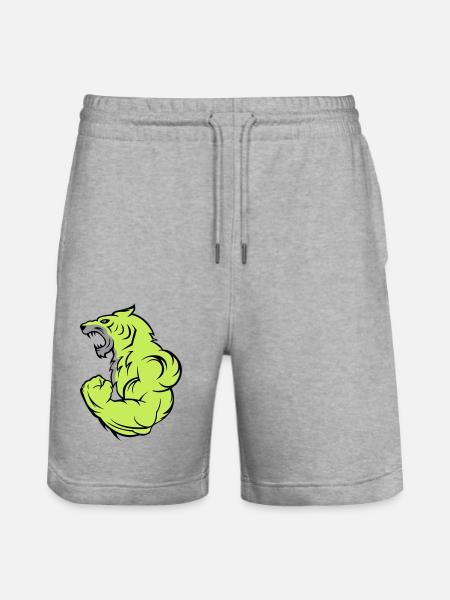 strong tiger 02 - Stanley/Stella Unisex Bio Joggingshorts Trainer - Grau meliert