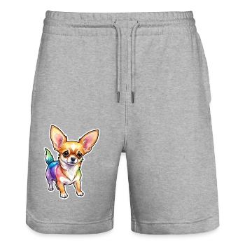Chihuahua Watercolor - Stanley/Stella Trainer Unisex Organic Jogging Shorts - heather grey - Front - Nik (191cm) & Marisol (170cm)