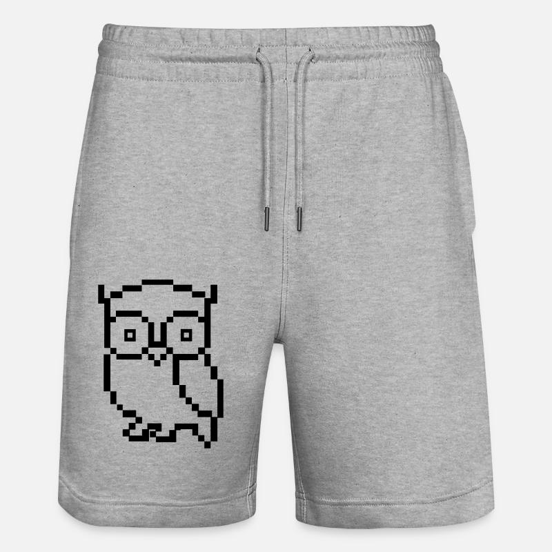 eule pixel - Stanley/Stella Unisex Bio Joggingshorts Trainer  - Grau meliert