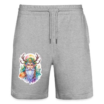 Druide Wasserfarben - Stanley/Stella Unisex Bio Joggingshorts Trainer  - Grau meliert - Vorne - Nik (191cm) & Marisol (170cm)