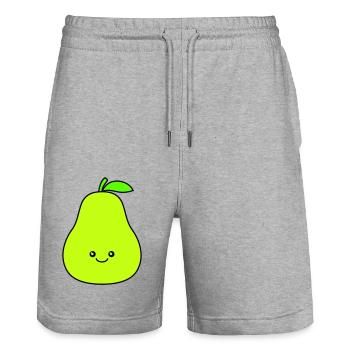 Pear Comic - Stanley/Stella Trainer Unisex Organic Jogging Shorts - heather grey - Front - Nik (191cm) & Marisol (170cm)