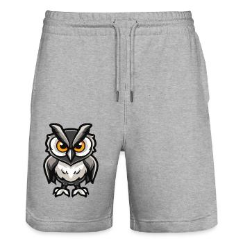 eule comic - Stanley/Stella Unisex Bio Joggingshorts Trainer  - Grau meliert - Vorne - Nik (191cm) & Marisol (170cm)
