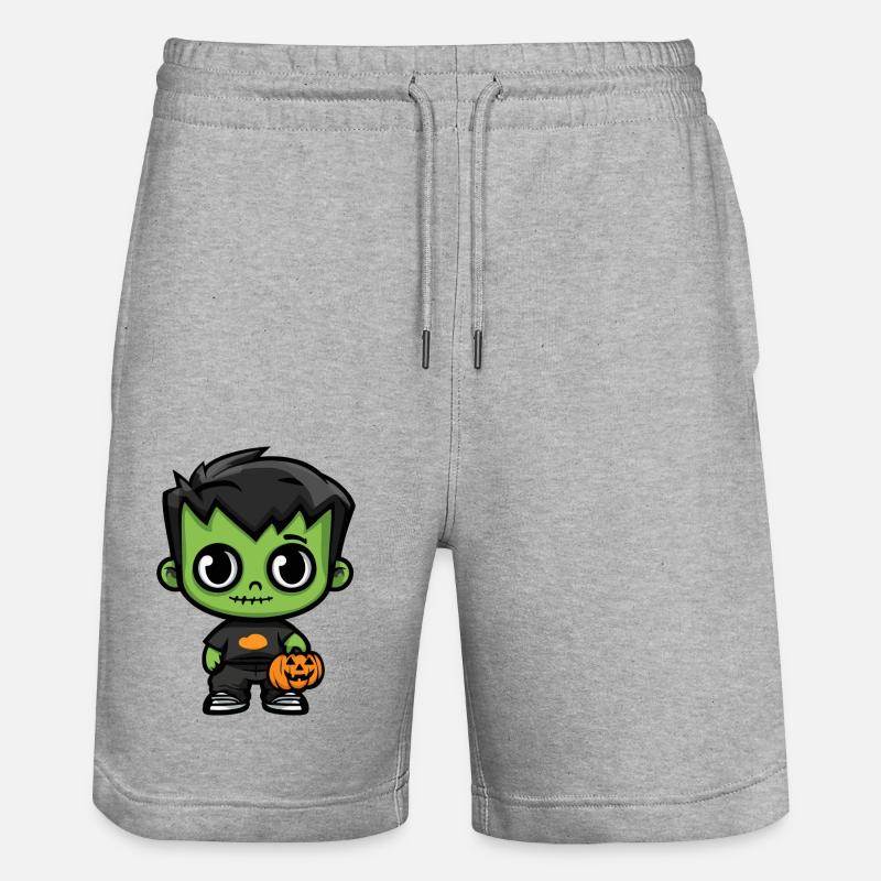 Zombie Halloween Cute Comic - Stanley/Stella Trainer Unisex Organic Jogging Shorts - heather grey