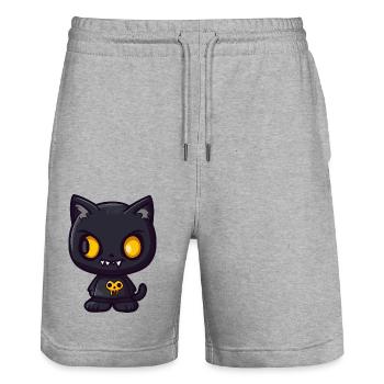 Katze Halloween Lustig Comic - Stanley/Stella Unisex Bio Joggingshorts Trainer  - Grau meliert - Vorne - Nik (191cm) & Marisol (170cm)
