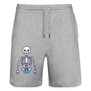 Skeleton Halloween - Stanley/Stella Trainer Unisex Organic Jogging Shorts - heather grey - Front - Nik (191cm) & Marisol (170cm)