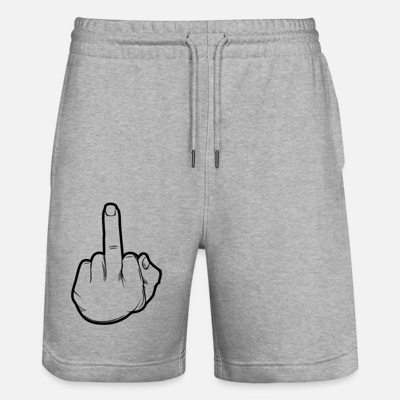 Doigt d’honneur de la main - Short de jogging bio TRAINER Stanley/Stella unisexe - gris chiné