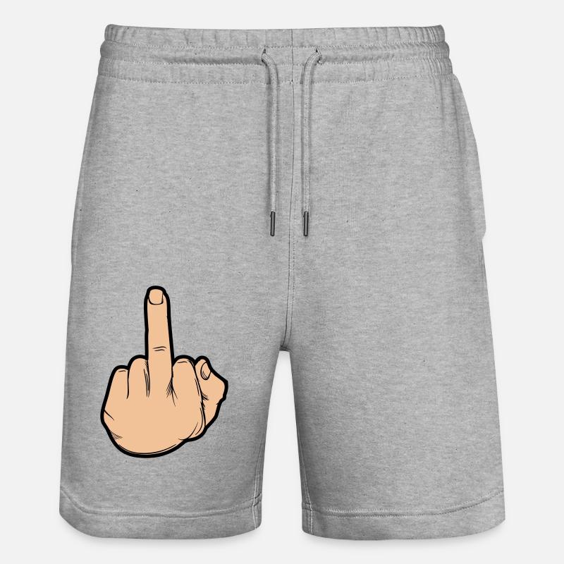 hand mittelfinger - Stanley/Stella Unisex Bio Joggingshorts Trainer  - Grau meliert