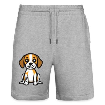 Beagle Hund Halloween Comic Lustig - Stanley/Stella Unisex Bio Joggingshorts Trainer  - Grau meliert - Vorne - Nik (191cm) & Marisol (170cm)