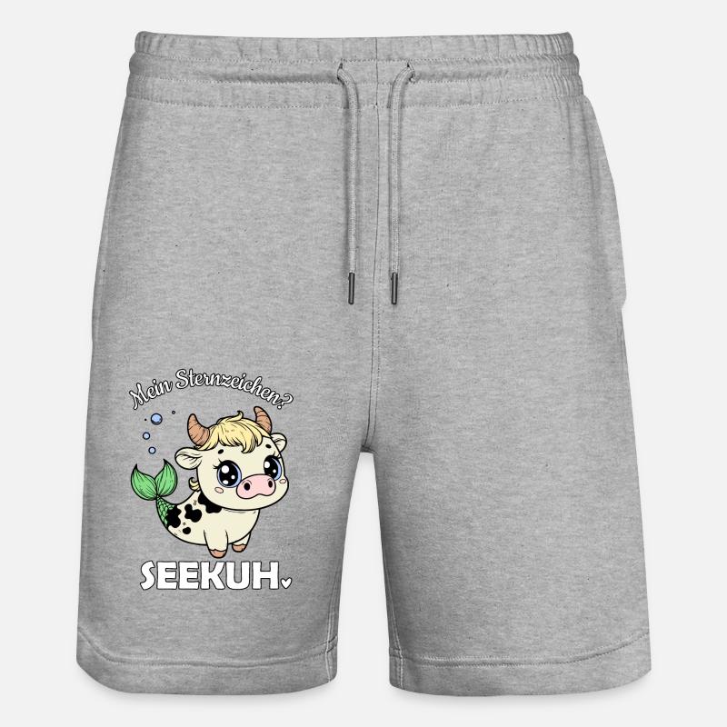 Sternzeichen Stier Seekuh - Stanley/Stella Unisex Bio Joggingshorts Trainer  - Grau meliert