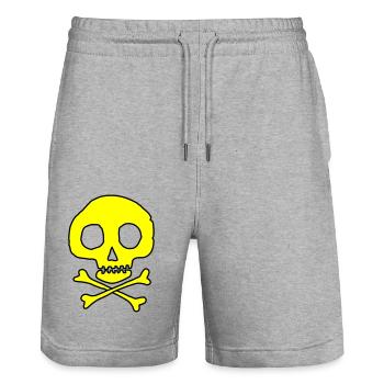 Skull & Bones - Stanley/Stella Trainer Unisex Organic Jogging Shorts - heather grey - Front - Nik (191cm) & Marisol (170cm)