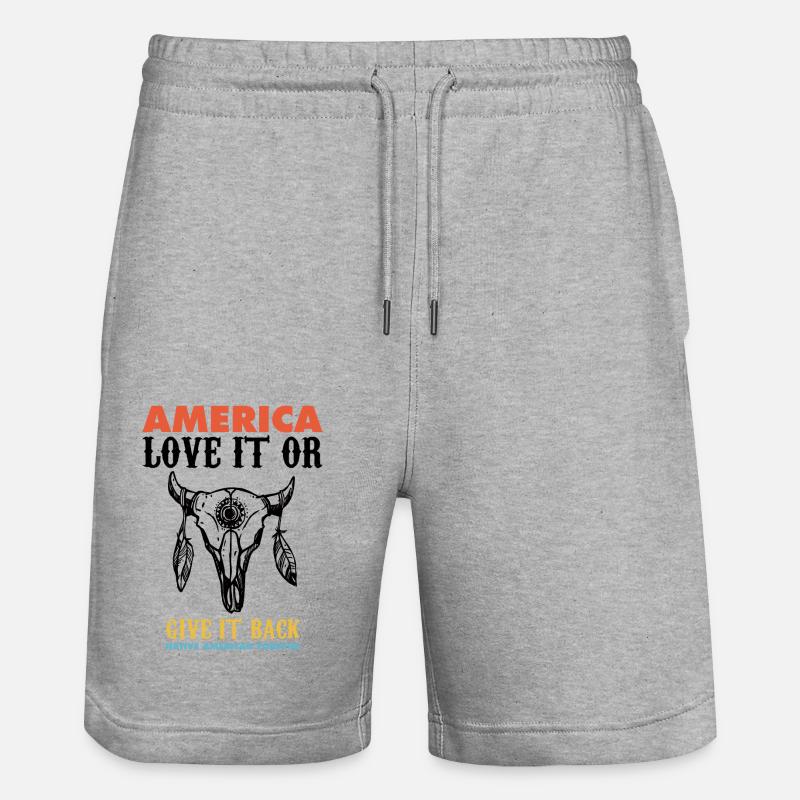 american native, deadly day, apache - Stanley/Stella Unisex Bio Joggingshorts Trainer  - Grau meliert