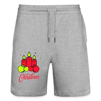Candles Christmas Christmas - Stanley/Stella Trainer Unisex Organic Jogging Shorts - heather grey - Front - Nik (191cm) & Marisol (170cm)
