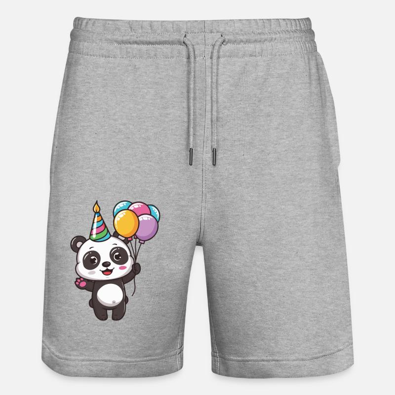 Panda Anniversaire Bande Dessinée Mignon - Short de jogging bio TRAINER Stanley/Stella unisexe - gris chiné