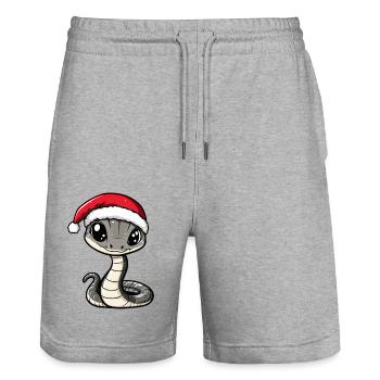 Serpent Cobra Noël - Short de jogging bio TRAINER Stanley/Stella unisexe - gris chiné - Devant - Nik (191cm) & Marisol (170cm)