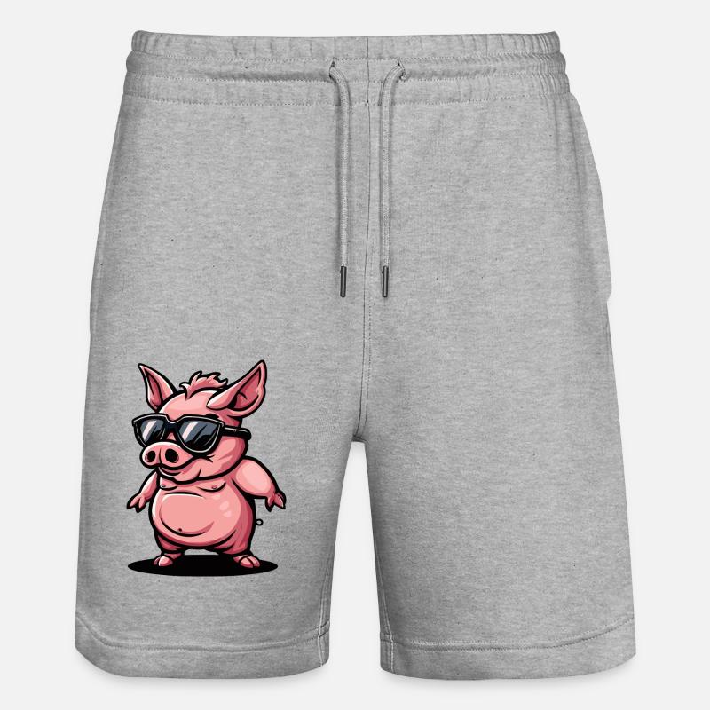 Cochon Bande Dessinée Cool Sow - Short de jogging bio TRAINER Stanley/Stella unisexe - gris chiné