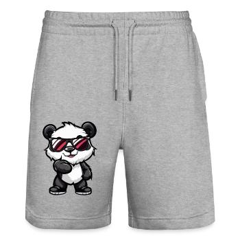 Panda Comic Cool - Stanley/Stella Trainer Unisex Organic Jogging Shorts - heather grey - Front - Nik (191cm) & Marisol (170cm)