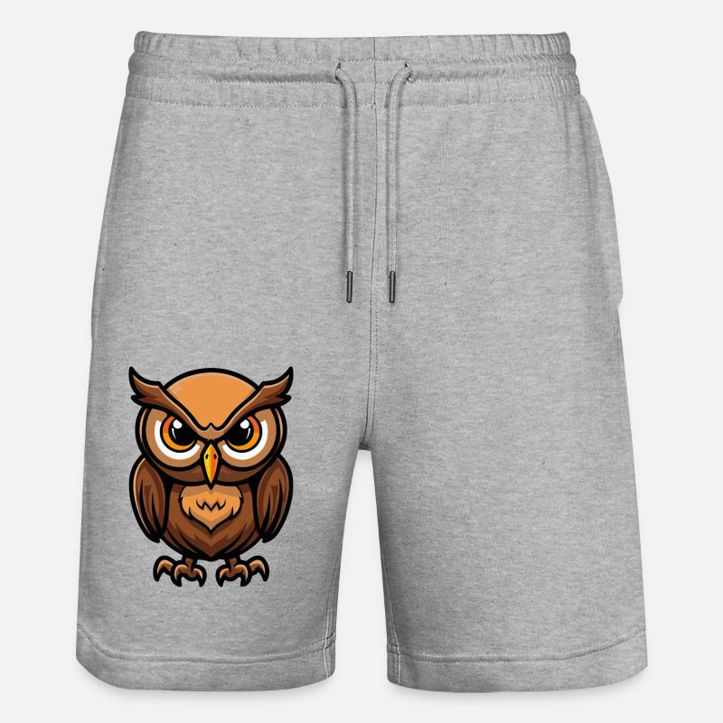 Eule Comic - Stanley/Stella Unisex Bio Joggingshorts Trainer  - Grau meliert