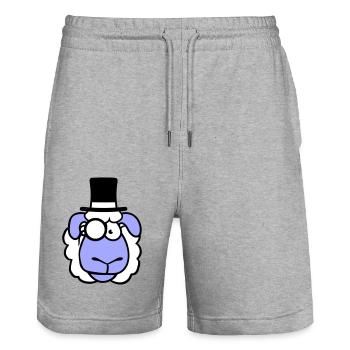 mouton M. Gentleman chapeau haut de forme Monocle lunettes - Short de jogging bio TRAINER Stanley/Stella unisexe - gris chiné - Devant - Nik (191cm) & Marisol (170cm)