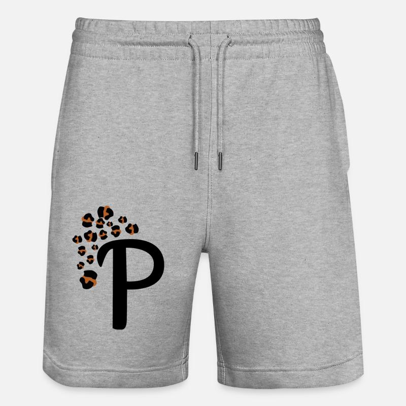 Letter p leopard patterns - Stanley/Stella Trainer Unisex Organic Jogging Shorts - heather grey