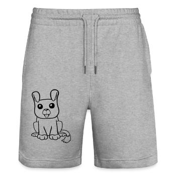 chien assis mignon petit chiot heureux animal de compagnie - Short de jogging bio TRAINER Stanley/Stella unisexe - gris chiné - Devant - Nik (191cm) & Marisol (170cm)