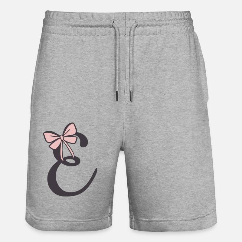 Anfangsbuchstabe E Schleifchen - Stanley/Stella Unisex Bio Joggingshorts Trainer  - Grau meliert