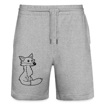 Renard Renard roux Animal sauvage Intelligent Habitants de la forêt - Short de jogging bio TRAINER Stanley/Stella unisexe - gris chiné - Devant - Nik (191cm) & Marisol (170cm)