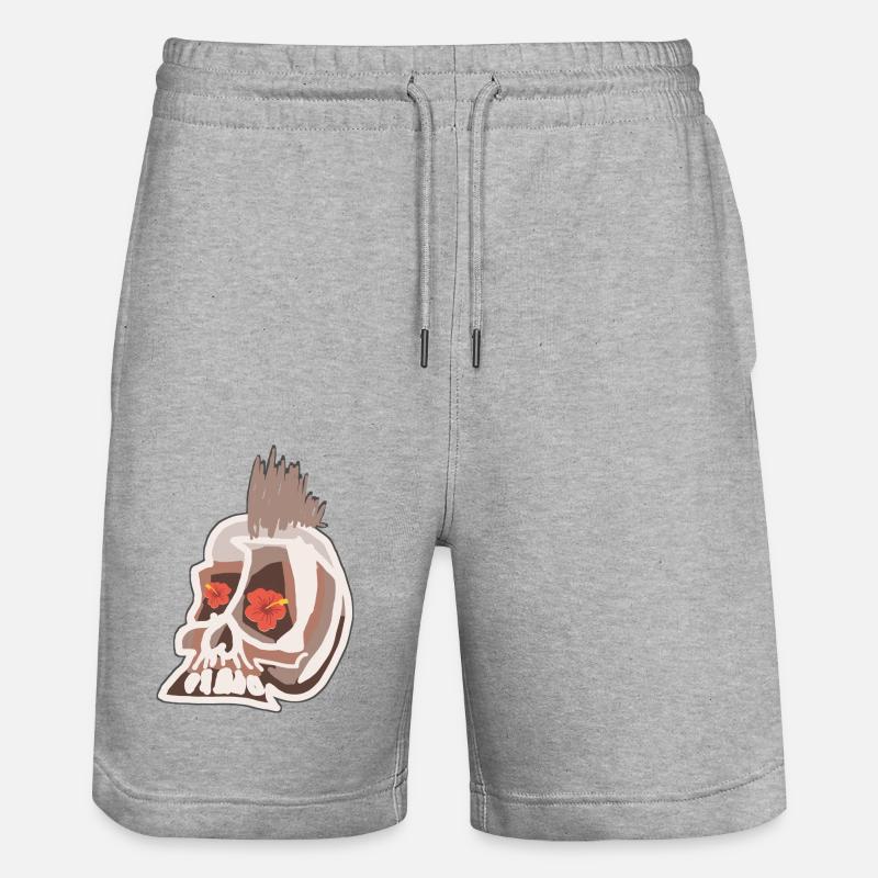 Crâne punk avec des fleurs - Short de jogging bio TRAINER Stanley/Stella unisexe - gris chiné