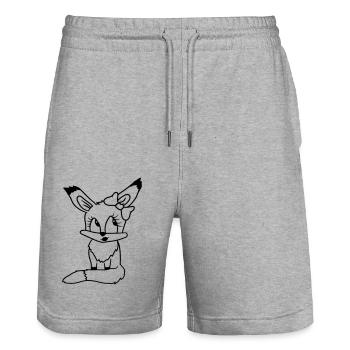 Fuchs Weiblich Mädchen Hübsche Schleife Frau Schön - Stanley/Stella Unisex Bio Joggingshorts Trainer  - Grau meliert - Vorne - Nik (191cm) & Marisol (170cm)
