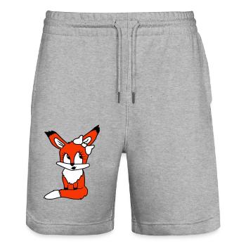 renard femelle fille jolie arc femme belle - Short de jogging bio TRAINER Stanley/Stella unisexe - gris chiné - Devant - Nik (191cm) & Marisol (170cm)