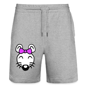 Maus Frau Hübsche Schleife Girl Kleine Ratte Süße - Stanley/Stella Unisex Bio Joggingshorts Trainer  - Grau meliert - Vorne - Nik (191cm) & Marisol (170cm)