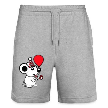 Souris Fête d’anniversaire Fête d’anniversaire Chapeau de fête - Short de jogging bio TRAINER Stanley/Stella unisexe - gris chiné - Devant - Nik (191cm) & Marisol (170cm)