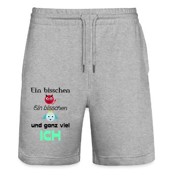 Engel und Teufel - Stanley/Stella Unisex Bio Joggingshorts Trainer  - Grau meliert - Vorne - Nik (191cm) & Marisol (170cm)